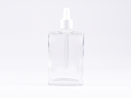 Klarglasflasche "Miro" 100ml, mit Pipette weiss